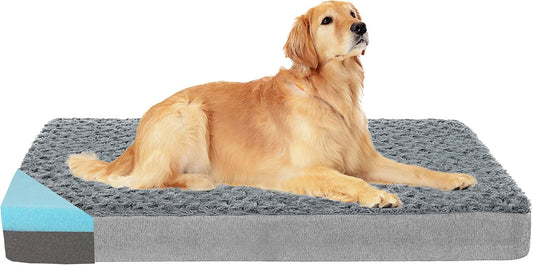 Orthopedic Memory Foam Dog Bed, Cooling Dog Beds for Extra Large Dogs -Waterproof Pet Bed for Crate with Removable Washable Cover, Ideal for Arthritic Dogs, XL(41inch,90Lbs)
