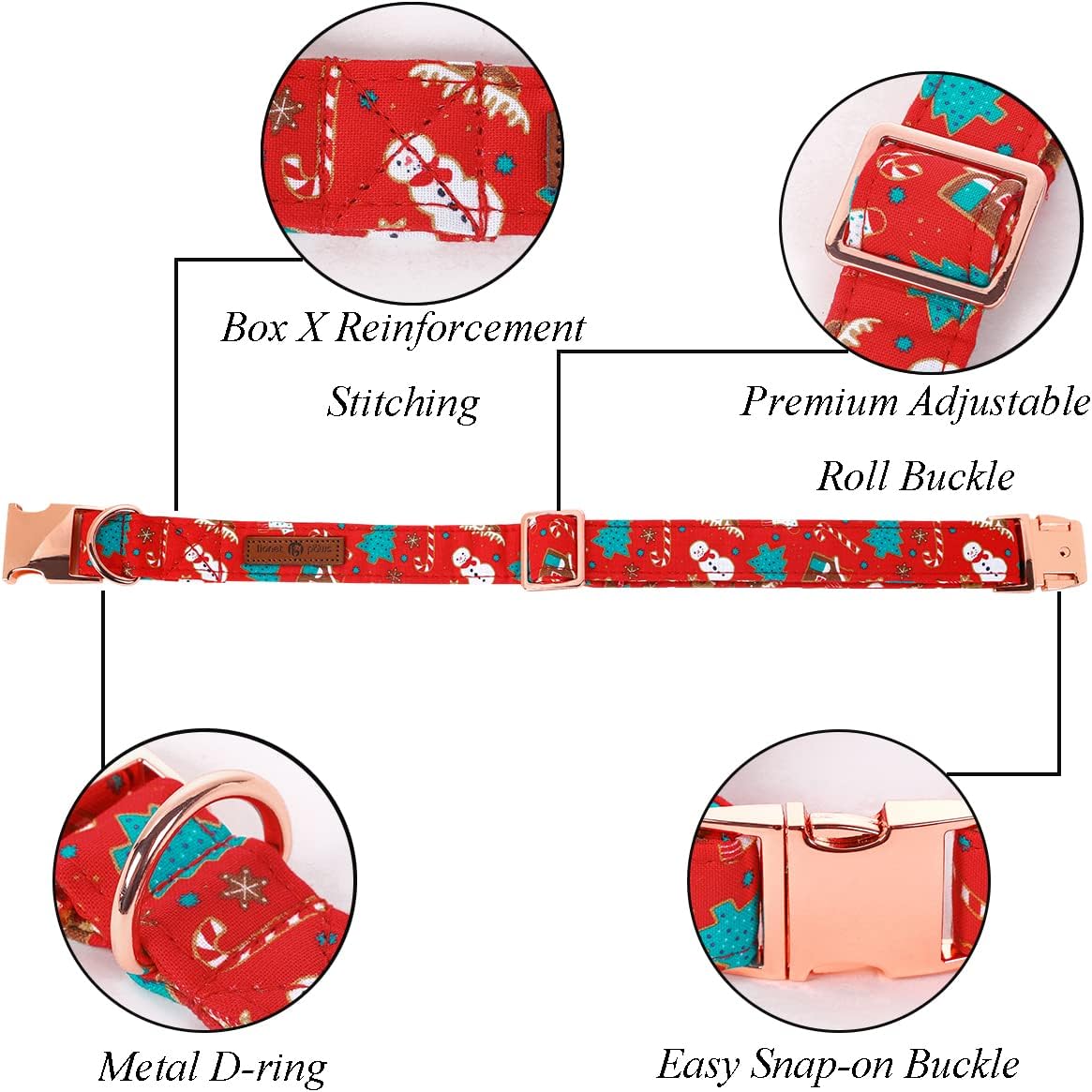 Lionet Paws Christmas Dog Collar with Flower, Dog Flower Collar with Metal Buckle for Dogs and Cats, Adjustable Comfortable Dog Collar Girl Gift, S, Neck 10-16 in