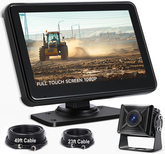 AHD1080P Wired Backup Camera with 7'' Touch Screen Monitor, Rear View Camera System for Truck/RV/Trailer/Skid Steer/Tractor, Colorful Night Vision&10G Vibration Truck Rv Camera System