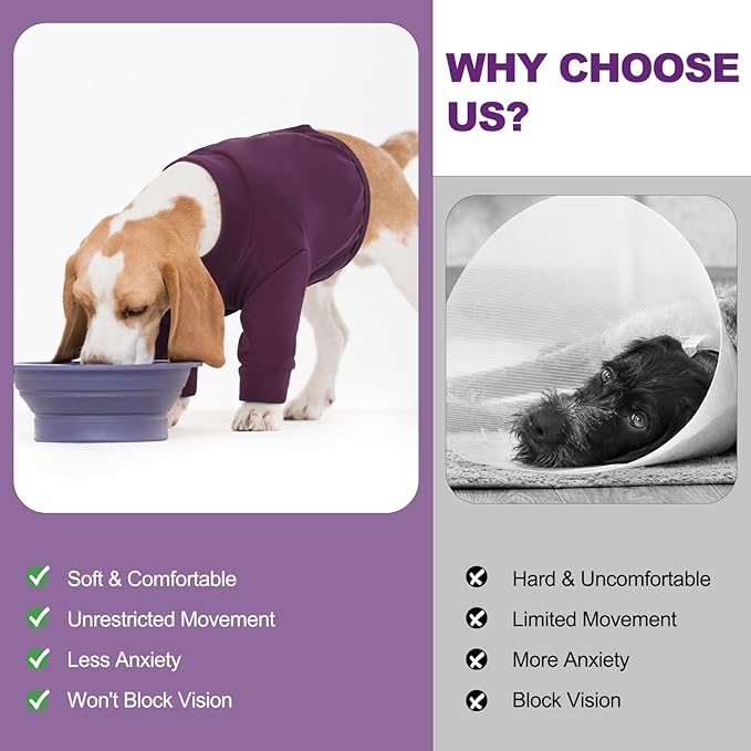 IDOMIK Dog Recovery Suit, Dog Surgery Recovery Suit Front Legs, Comfy Joint Leg Sleeves After Surgery, Elbow Braces Protector for Leg Injuries & Joint Pain, Cone Collar Alternatives,Purple,XL