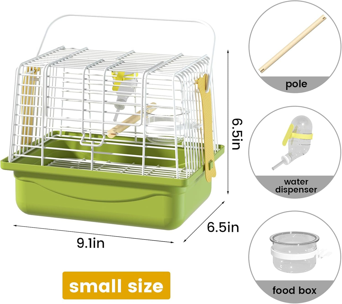 BAGHBPM Small Bird cage,Travel Cage for Birds and Small Animals, Parakeet cage,Bird Carrier Travel cage,Bird Travel cage, jaulas para pájaros,Green,(Size:S,M,L) (S)