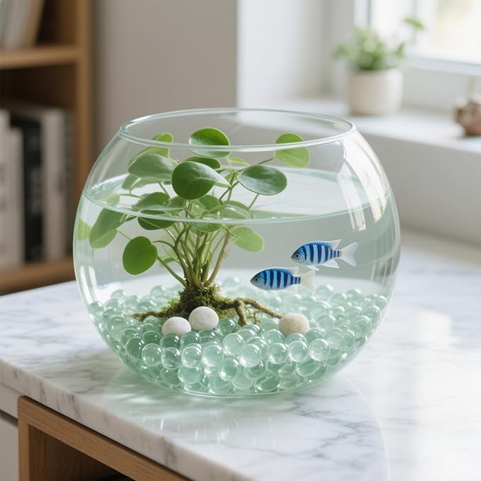 0.96LB Glass Beads Vase Filler Aquarium Gravel Decor Flat Glass Marbles Gems Pebbles Fish Tank Rocks Home Decorative Art Craft - Clear