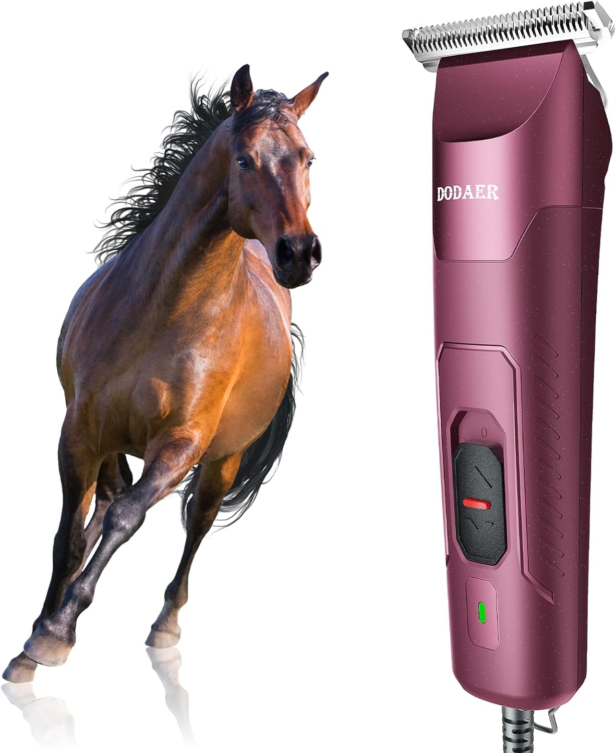 Professional Grooming Electric Corded 2-Speed Horse Clipper with Detachable Blade - Cool & Quiet Running Design - Includes Size T84 Blade for Complete Horse Grooming - Burgundy