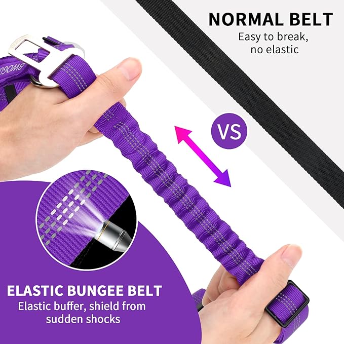 BWOGUE 2 Piece Dog Seat Belt for Car with Elastic Bungee Buffer Safety Seatbelt Car Headrest Restraint Wear Adjustable Metal Buckle Harness in Vehicle Travel for Pet