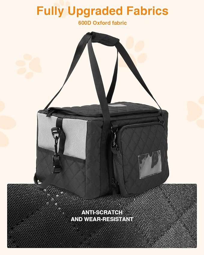 PETUX Small Cat Carrier - Pet Carrier Airline Approved for Kitten Under 10 lb - Escape-Proof, Foldable & Portable Cat Carriers for Travel, Vet Visits with Removable Bag, Safety Buckle ＆ Leash - Grey