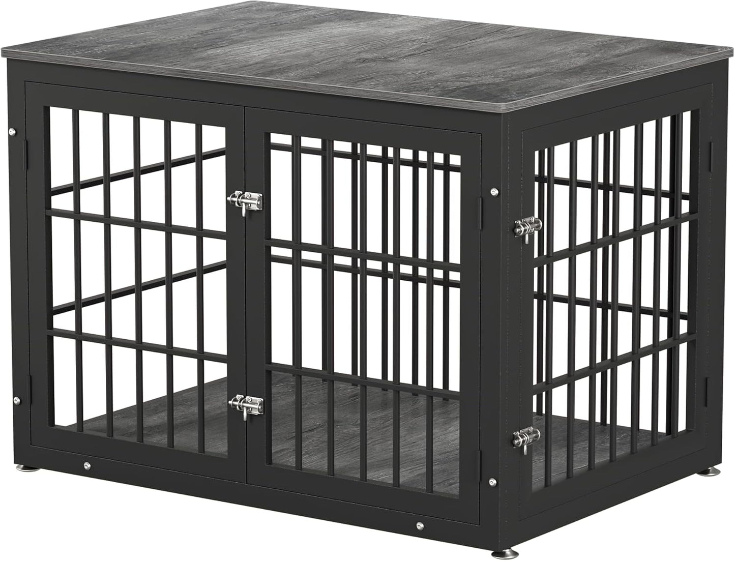 42 Inch Heavy Duty Dog Crate Furniture for Large and Medium Dogs, Decorative Pet House End Table, Wooden Cage Kennel Furniture Indoor, Gray