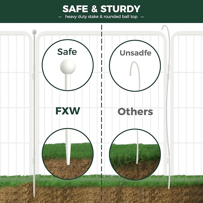 FXW Rollick Unleashed Dog Playpen for Indoor, Yard, RV Camping, 40 inch 8 Panels for Medium and Large Dogs, White│Patented