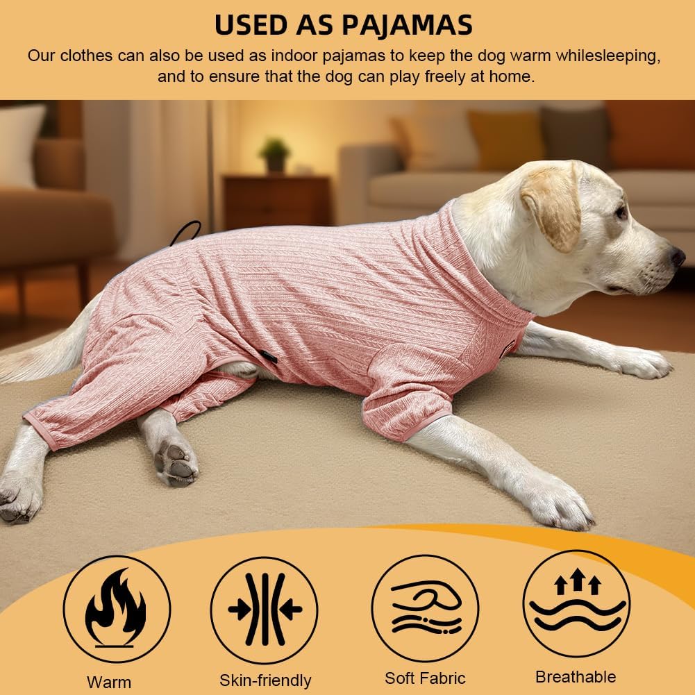 Dog Pyjamas PJS Sweater Clothing and Loungewear Suitable for Medium to Large Breeds of Dogs, Neutering Suits, Extra-Large Stretch Fabric, Four-Legged Dogs Clothes Pyjamas (Sweater Pink, 5XL)