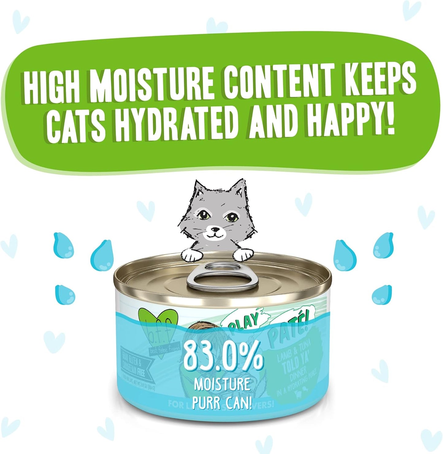 Weruva B.F.F. Play - Best Feline Friend Paté Lovers, Aw Yeah!, Lamb & Tuna Told Ya' with Lamb & Tuna, 2.8oz Can (Pack of 12)