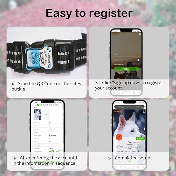 Reflective Dog Collar with Apple AirTag Holder & QR Code Pet ID Tag,Soft Nylon Adjustable Dog Tracker Collar with Safety Lock for Small Dogs(Black, S)