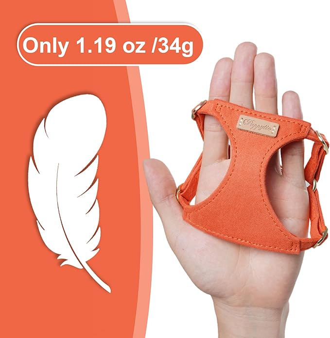 Puppytie No Pull xs Dog Harness with Multifunction Dog Leash,Soft Adjustable No Choke Escape Proof Pet Harness Vest,Orange,XS