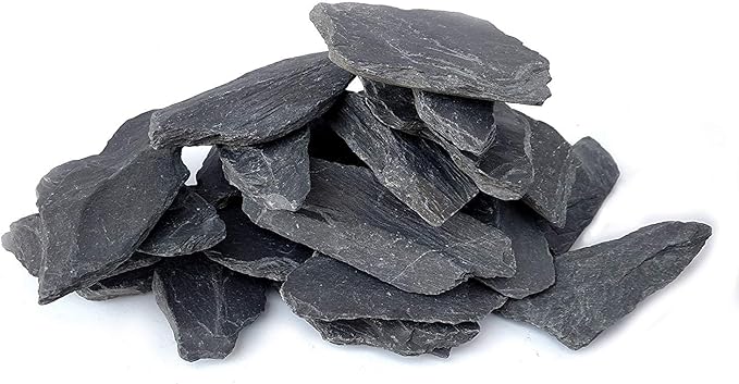 Natural Slate Stone 3 to 5 inch Rocks for Miniature and Fairy Garden, Aquascaping Aquariums, Reptile enclosures & Model Railroad. (5lbs)