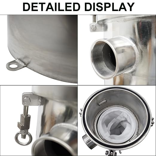 #1 Bag Filter Corrosion-Resistant 304 Stainless Steel Solid-Liquid Separation Tool 145PSI Industrial Sock Filter 1.5" Fnpt in/Out Bag Water Filter