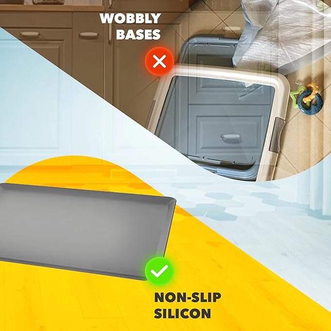 TidyFriend 2 Pack Dog Pee Pad Holder Tray Fits for 24” x 24” Wee Wee Pee Pads - Stable Grip, Raised Edges, Quick-Wipe Silicone Surface Dog Potty Tray Holder for Indoor Flooring Protection (Dark Grey)