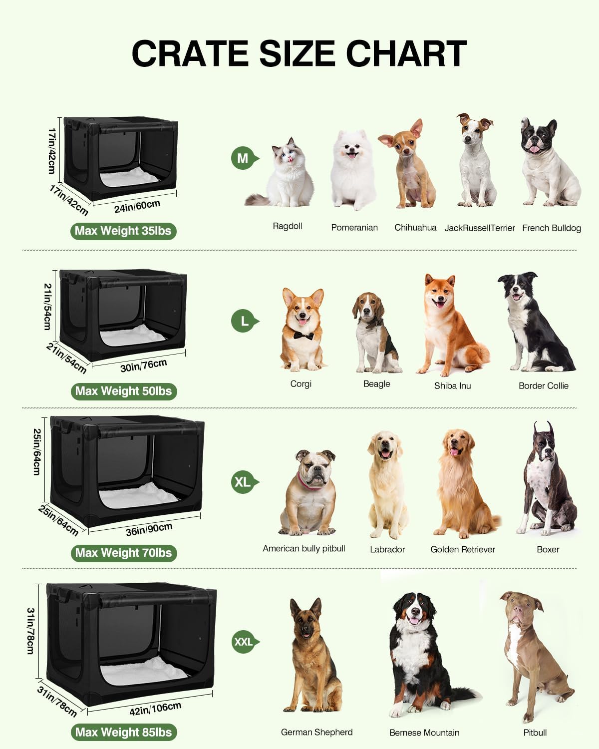 42-Inch Collapsible Travel Dog Crate, Portable 4-Door Soft Kennel for Medium to Large Dogs, Durable Mesh Windows, Indoor/Outdoor Use, Foldable, with Storage Bag (Black)