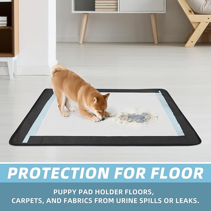 Dog Pee Pad Holder, Oxford Cloth Material, Fit 28"x34" Pad,Puppy Pad Holder, 8 Powerfu Magnetic Clips, Indoor Dog Potty, Black