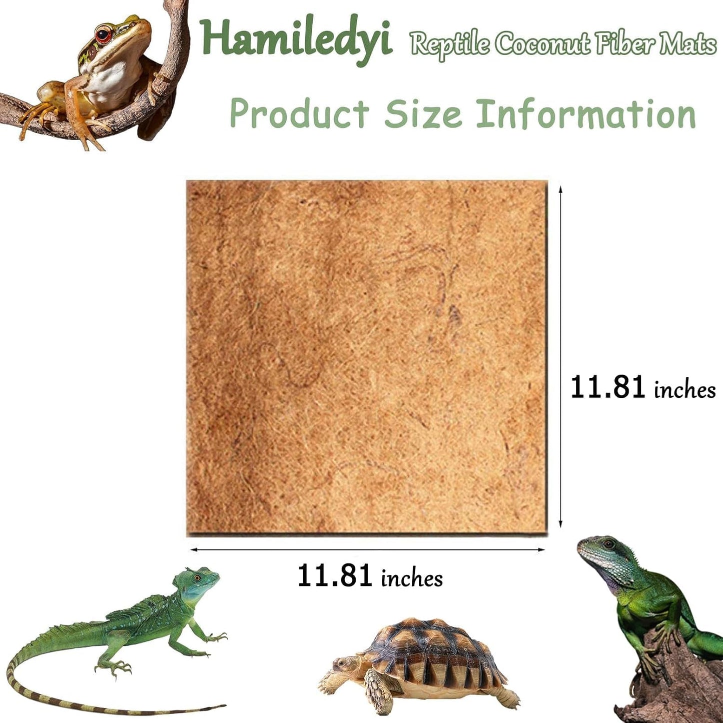 Hamiledyi Reptile Carpet Natural Coconut Fiber Tortoise Carpet Mats for Pet Terrarium Liner Reptile Supplies for Lizard Snake Chameleon Turtle Bedding Bunny Rabbit Mat (15 x Sheets)