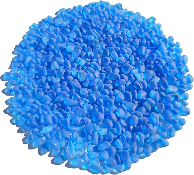 Sea Glass Stones - 0.9LB Aquamarine Blue Frosted Glass Pebbles Gemstones - Perfect for Aquarium Rocks, Fish Tank Gravel, Vase Fillers, DIY Crafts, and Home Decor