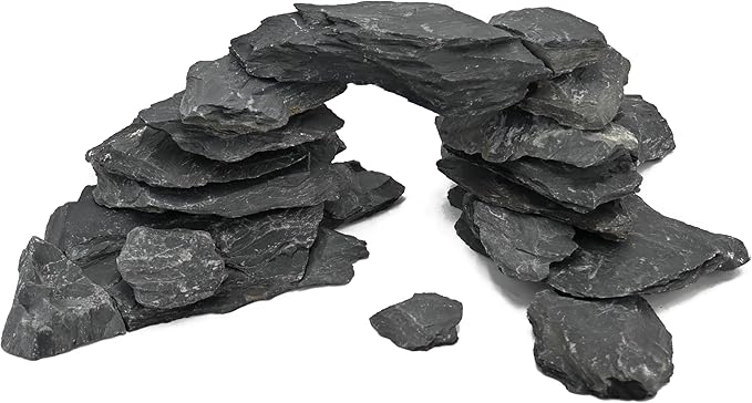 Natural Slate Stone for Aquariums 3 to 10 Inches Perfect Fish Tank Rocks Reptile Basking Stones & Fairy Garden Decor-20LB