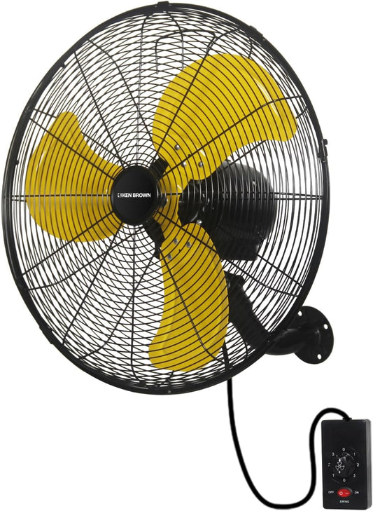 KEN BROWN 20 Inch Oscillating Wall Mount Fan, 4,460 CFM High Velocity Industrial Wall Fan for Indoor, Commercial, Residential, Warehouse, Greenhouse, Workshop, Basemen
