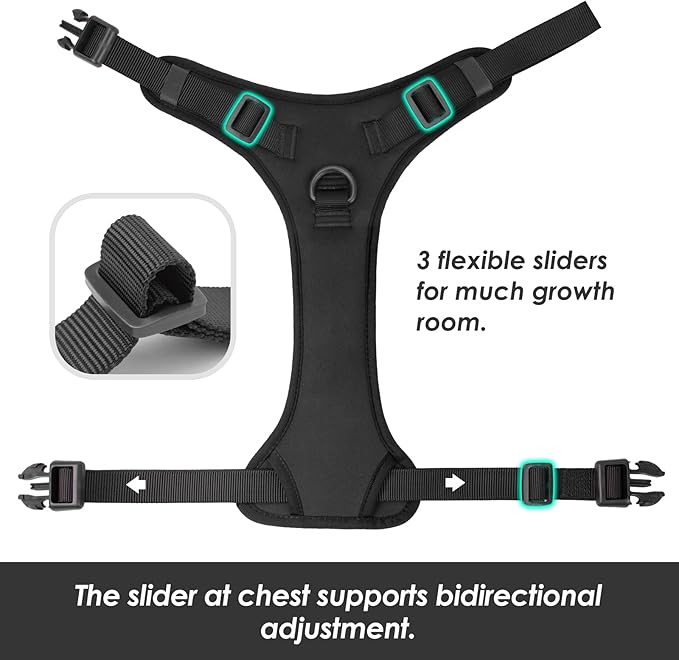 No Pull Dog Harness, Puppy Vest with Front Clip for Small Medium Large Sized Dog(Black,S)