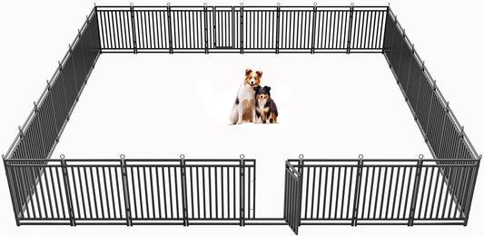 Dog Fence Outdoor Indoor, 40" Inch Height 32 Panels Dog Playpen for Large/Medium/Small Dogs Metal Dog Pen for Yard Camping and RV | Black-Silver
