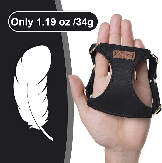 Puppytie No Pull XXS Puppy Harness with Multifunction Dog Leash,Soft Adjustable No Choke Escape Proof Pet Harness Vest,Black,XXS