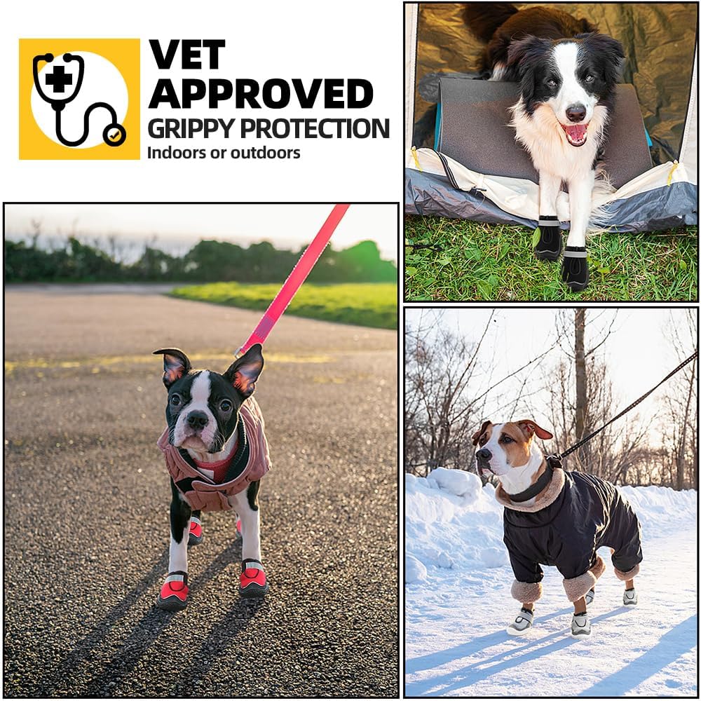 Hcpet Dog Boots for Large Dogs, Dog Shoes for Hot Pavement Winter Snow, Paw Protector Dog Booties Designed for Comfort and Breathability, Outdoor Booties for Small Medium Dogs for Hiking Pink Size 5