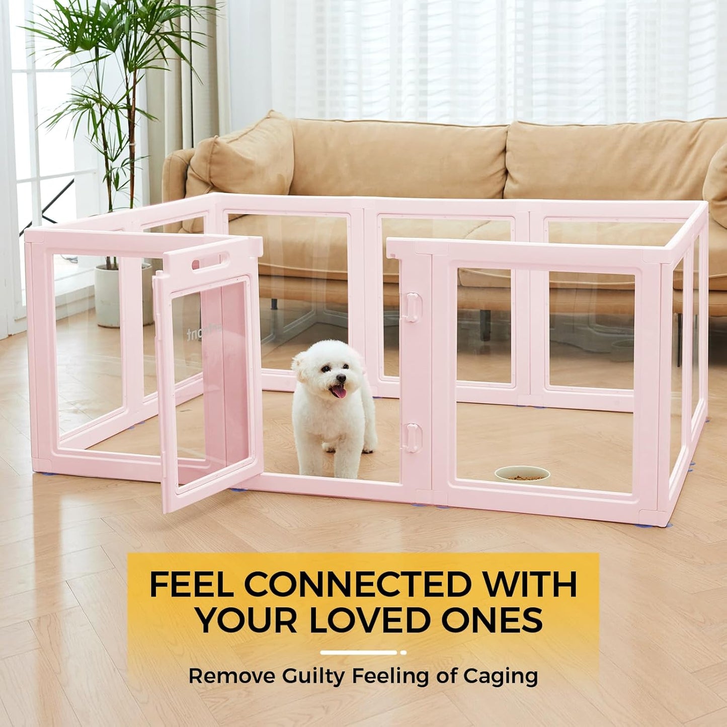Clear Acrylic Plastic Dog Playpen - Clear Dog Play Pen - Easy Assemble Acrylic Dog Playpen - Puppy Playpen, Cat Playpen, Small Animal Playpen, Dog Play Pen Indoors (Pink-23.6" H, 10PCS)