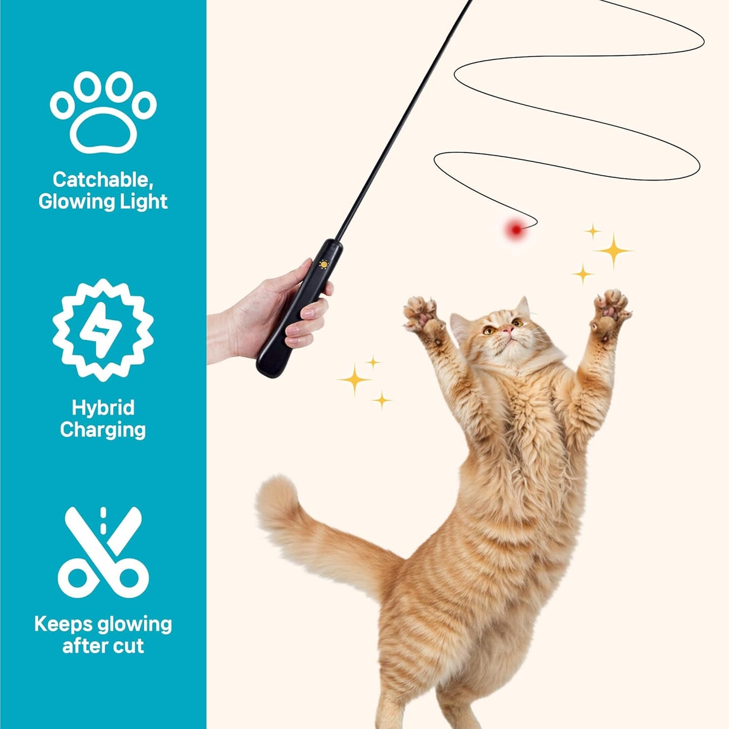 THE WAYS Lumiwhisker Cat Toys for Indoor Cats, LED Light Wand Toy