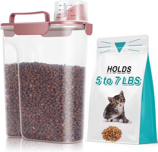 TBMax Portable Dog Food Storage Container 5 to 7 Lbs, Airtight Cat Food Container with Large Spout & Cup, Pet Food Storage Dispenser for Small Animal Kibble Storage, Dog Treat Bird Seed Container