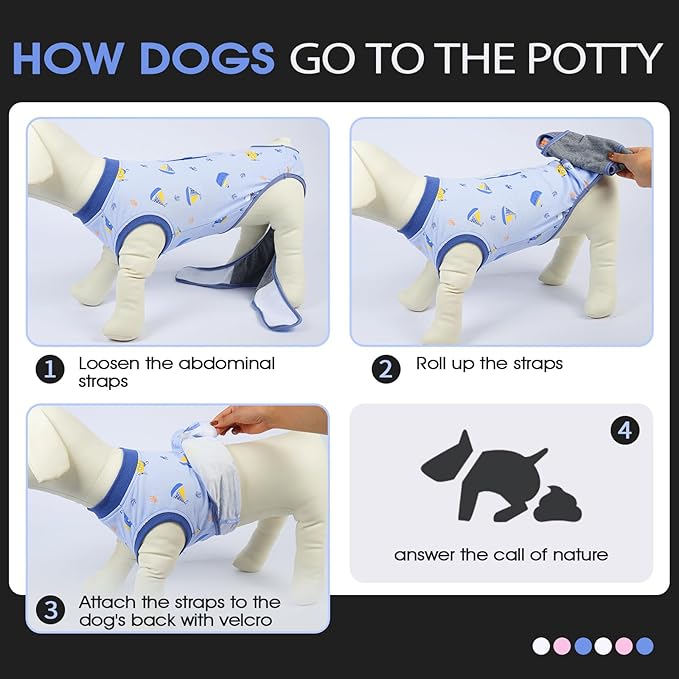 FUAMEY Recovery Suit for Dogs After Surgery,Soft Breathable Dog Bodysuit E-Collar & Cone Alternative Surgical Suit,Male Female Dog Neuter Spay Suits Anti Licking Wounds Onesie Blue Boat S