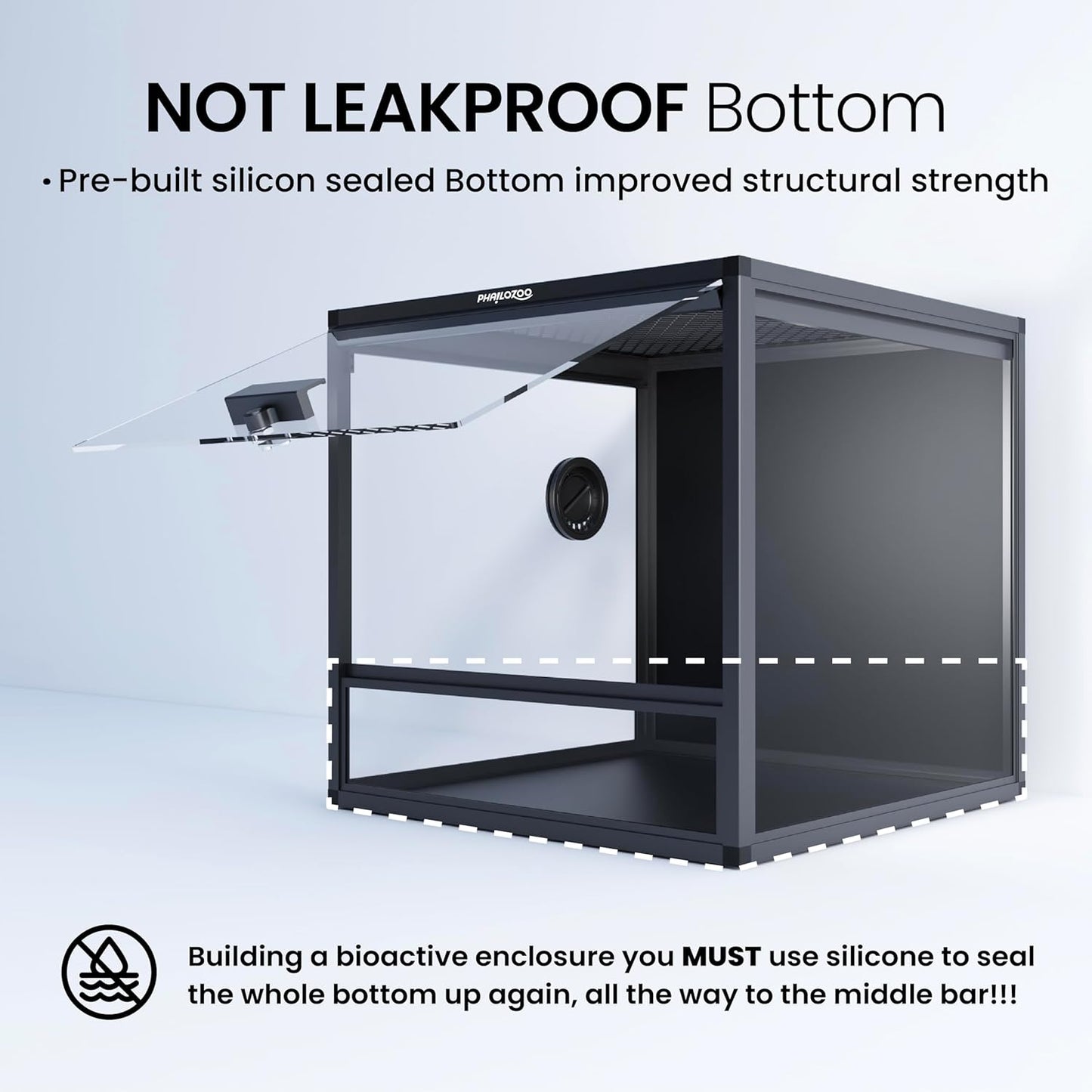 MagicCube 18'' x 18'' x 18'' Reptile Tank with Lock, 24 Gallon Reptile Terrarium with Flip-Up Tempered Glass Door, Top Screen Ventilation for Leopard Gecko - Bottom Not Leakproof