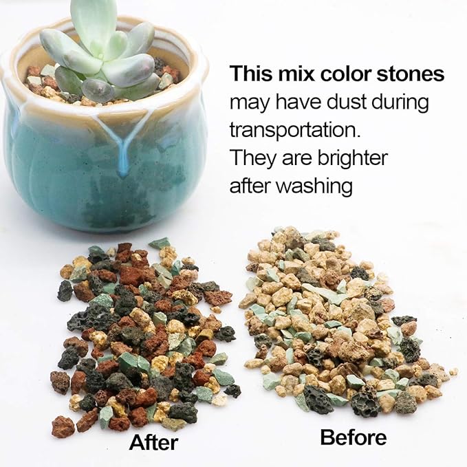 Mix Horticultural Lava Pebbles Pumice Potting Soil Amendment Succulent Cactus Bonsai Gritty Rock Decorative Gravel Plant Drainage Volcanic Rock for Terrarium Fairy Gardening Top Dressing 2.2lb