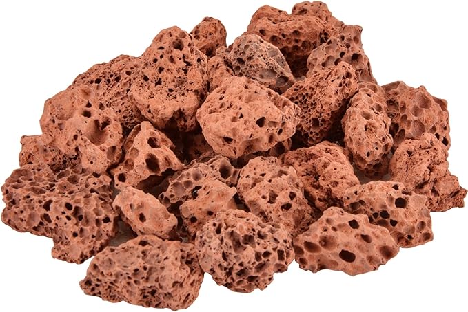 Mr. Fireglass 10 Pounds Red Natural Lava Rock for Indoor Outdoor Gas Fire Pits Fireplaces | Volcanic Lava Stones for Decorating Garden Landscaping, Potted Plants, 0.3"-0.6"