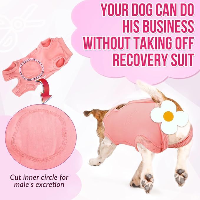 Lukovee Recovery Suit for Dogs, Onesie Surgery Recovery Suit for Female Male Dogs, Abdominal Wounds Cone E-Collar Alternative Prevent Licking Spay Recovery Suit (Peach,S)