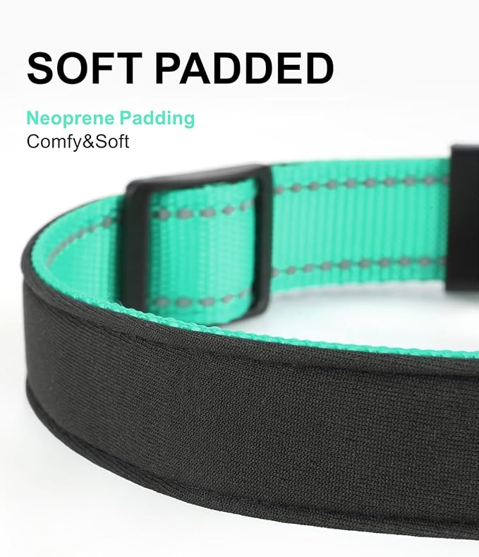 TagME Airtag Dog Collar,Waterproof Reflective Pet Collar with Airtag Holder,Soft Padded and Double D-Rings for Extra Large Dogs,Turquoise