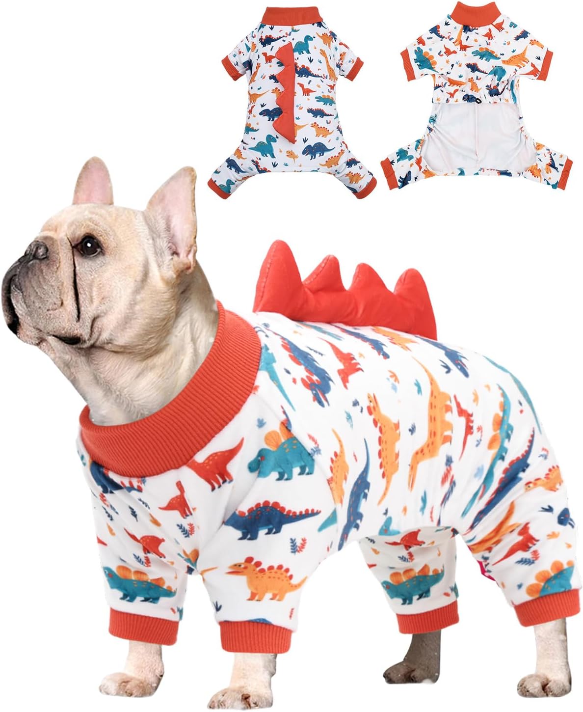 CuteBone Dinosaur Costume Dog Pajamas, Stretchy Spandex Crystal Velvet Sleepwear Coat for Small Dogs, Soft & Warm Pet Outfit Clothes for Cold Weather, Cozy Pullover Design COSP02S
