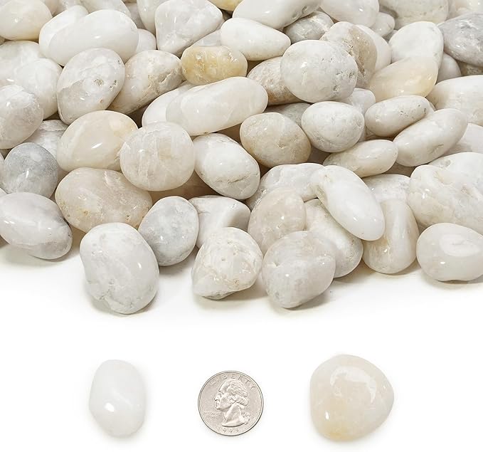Mr. Fireglass 5lb White River Rocks, 3/8 inch Natural Decorative Polished Pebbles Aquarium Gravel Stones for Landscaping, Indoor Plants, Vase, Succulent, Fish Tank