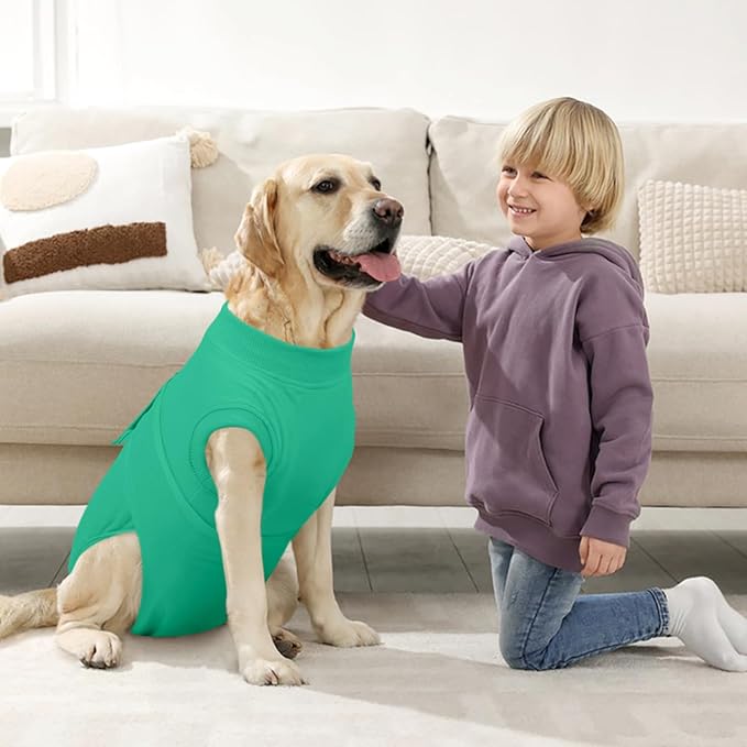 Kuoser Dog Surgery Suit Female Spay, Dog Recovery Suit Male Neuter, Puppy Clothes Onesie for Surgery Anti Licking Abdominal Wounds Pet Surgical Recovery Bodysuit Shirt, Substitute E-Collar & Cone