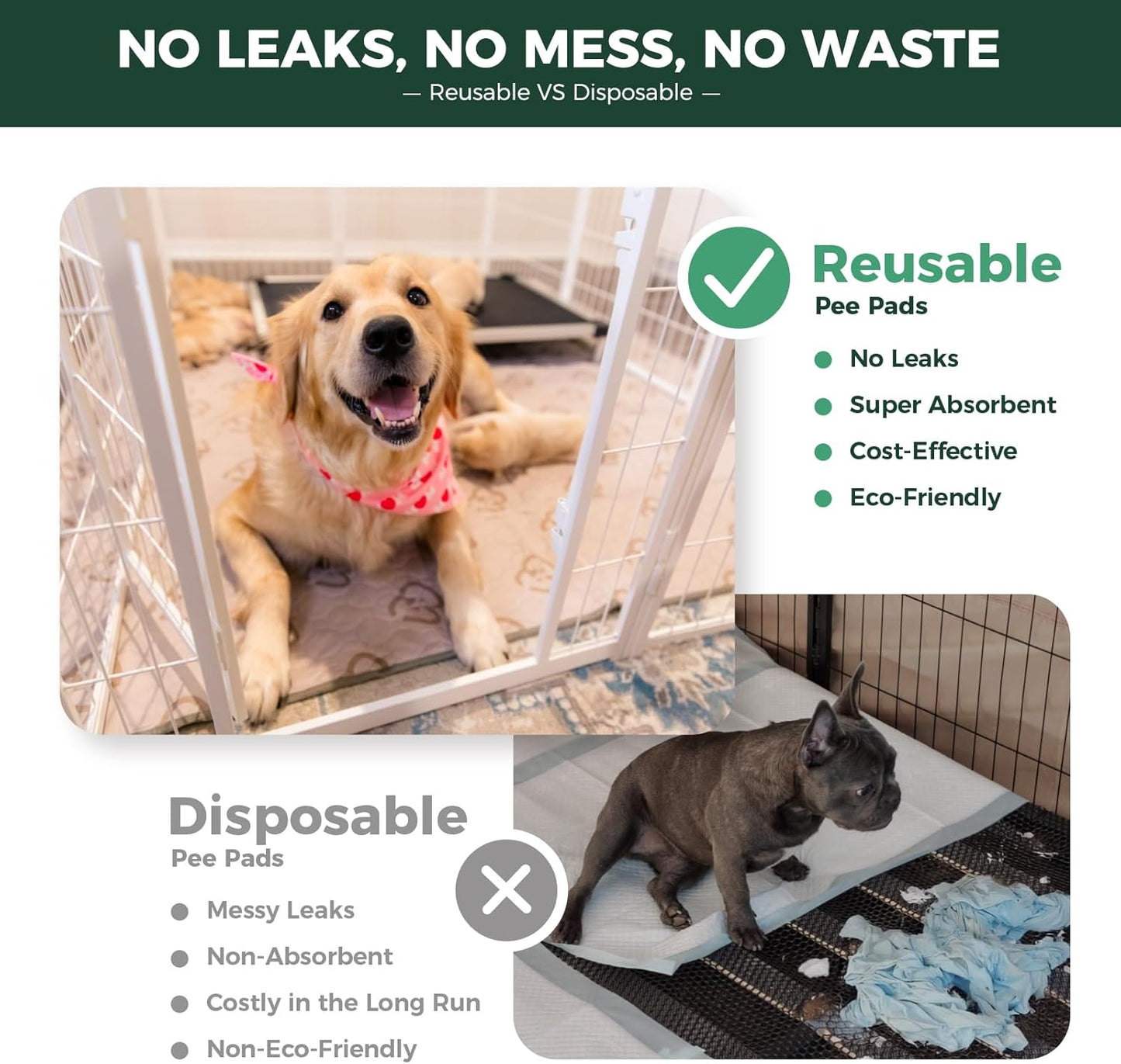 FXW Washable Pee Pads for Dogs, Puppy Pads with Super Absorbent, Specifically Designed for Whelping Box, 39" Round, Khaki, 2 Packs