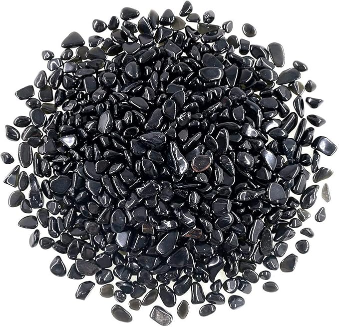 WAYBER 1 Lb/460g Black Obsidian Quartz Crystal Stones Irregular Decorative Rocks Aquarium Pebbles Gravels for Fish Turtle Tank/Succulent Plants/Air Plants Decoration (Fill 1 Cup)