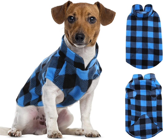 ASENKU Dog Plaid Shirt, Dog Sweater Plaid Reversible Doggie Vest Pets Clothes Pet Apparel for Small Medium Large Dogs, Blue, XXS