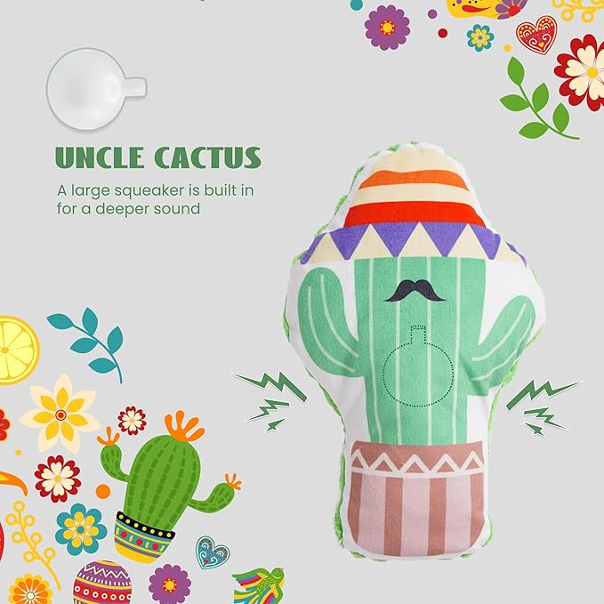 Nocciola Mexican Style Squeaky Dog Toys, Cute Soft Plush Stuffed Crinkle Chew Puppy Toys for Small Medium Breed, 8 Packs