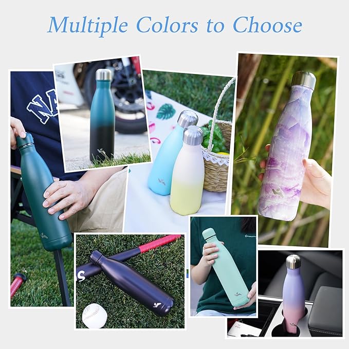 Insulated Water Bottles,17 oz Double Wall Stainless Steel Vacumm Metal Flask for Sports Travel,Lavender Green