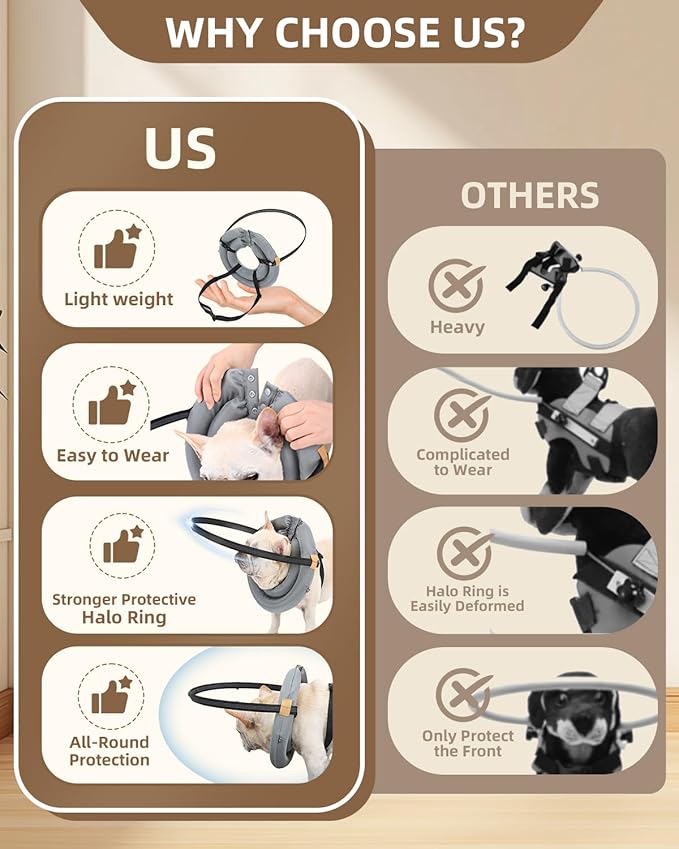 Blind Dog Harness, Lightweight Collar for Dogs&Cats, Adjustable Blind Dog Collar Harness, Pet Anti-Collision Ring for Blind, Eye Injury, Vision Impairment Pets for Protective & Build Confidence XL