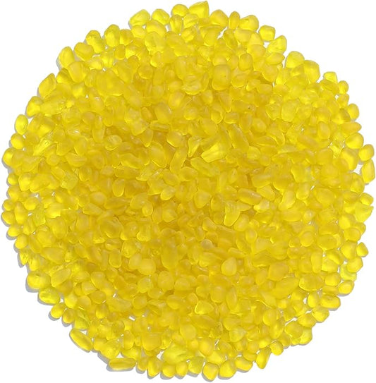 Sea Glass Stones - 0.9LB Yellow Frosted Glass Pebbles Gemstones - Perfect for Aquarium Rocks, Fish Tank Gravel, Vase Fillers, DIY Crafts, and Home Decor