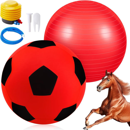 40inch Giant Herding Ball with Ball Cover Anti Burst Please Watch VCR for How to Inflation Horse Toys for Horses Stall Entertainment Play, Pump Included(Red Color,Stylish)