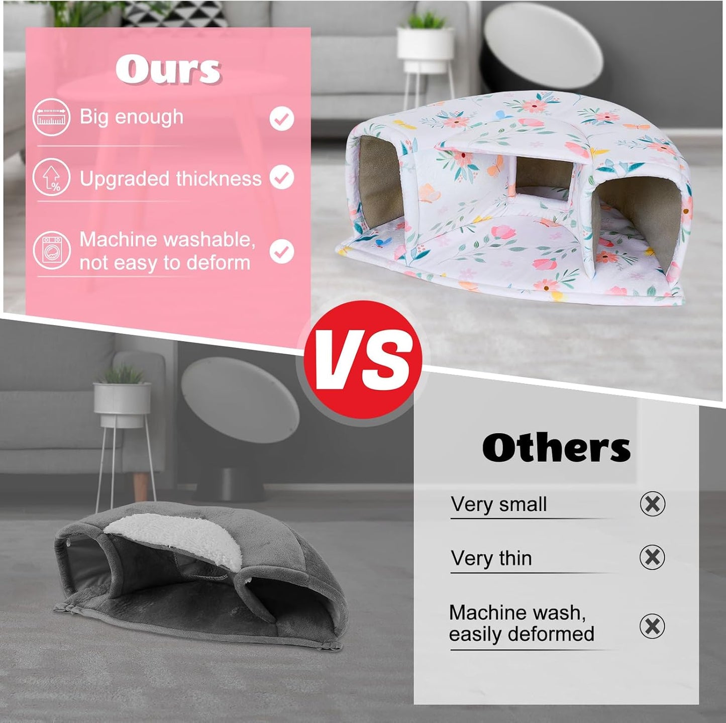 Unicorn Catcher Large Cozy Pet Bed & Tunnel - Warm & Washable, Suitable for Guinea Pigs, Hamsters, Chinchillas & Bunnies