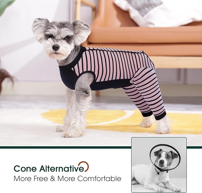 Kuoser Dog Recovery Suit for Back Legs,Soft Dog Surgery Suit with Sleeves to Stop Licking,Dogs Recovery Sleeve Elbow Protector Pet Surgical Onesie for Abdominal Wounds Dogs Cone Alternative,Pink M